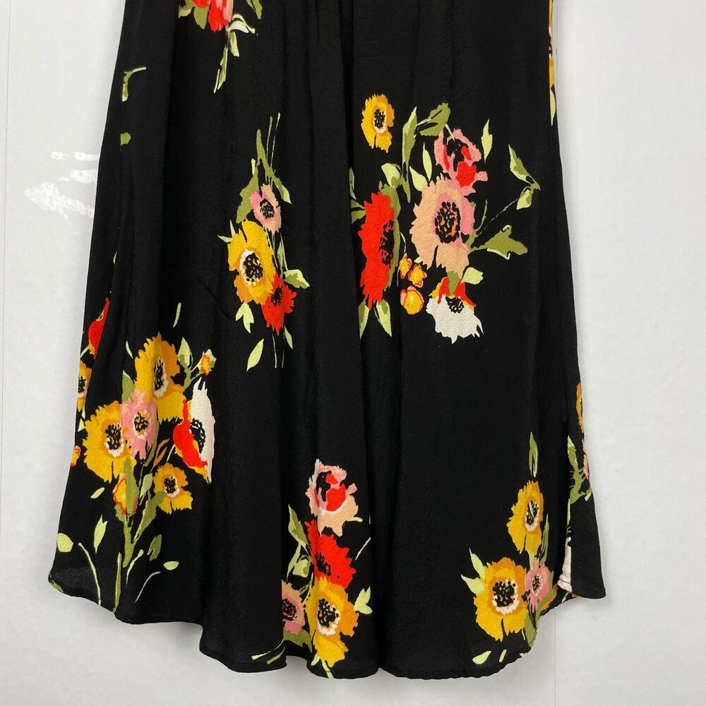 Free People Neon Garden Black Floral Whimsygoth Fairycore Flirty Mini Dress - Picture 8 of 12
